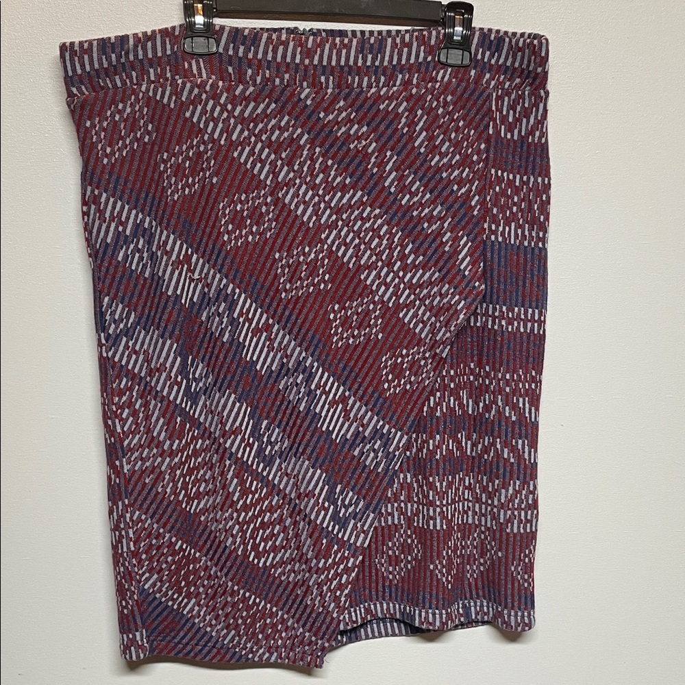 Maeve by Anthropologie Carolina Knit Red/Blue Patterned Pencil‎ Skirt size 1X